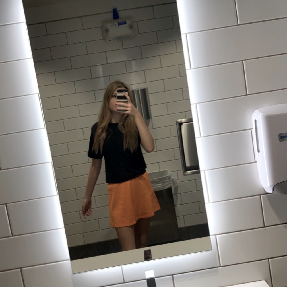 orange zara skirt NEED GONE